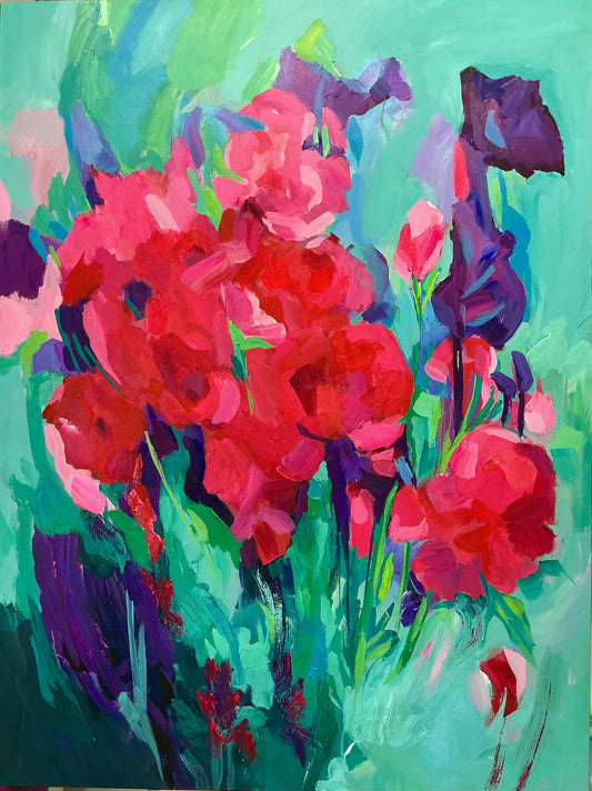 Red Roses on “Tiffany” Blue